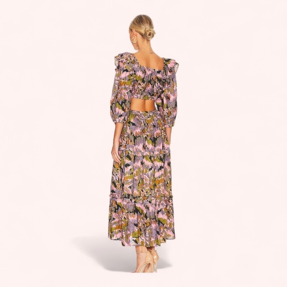 Cleobella Paris Midi Dress S NWOT Boho Tapestry Cutout Tiered Festival Midi - Picture 3 of 8